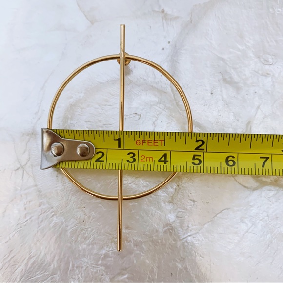 Gold Tone Large Circle Line Graphic Earring - Picture 6 of 6